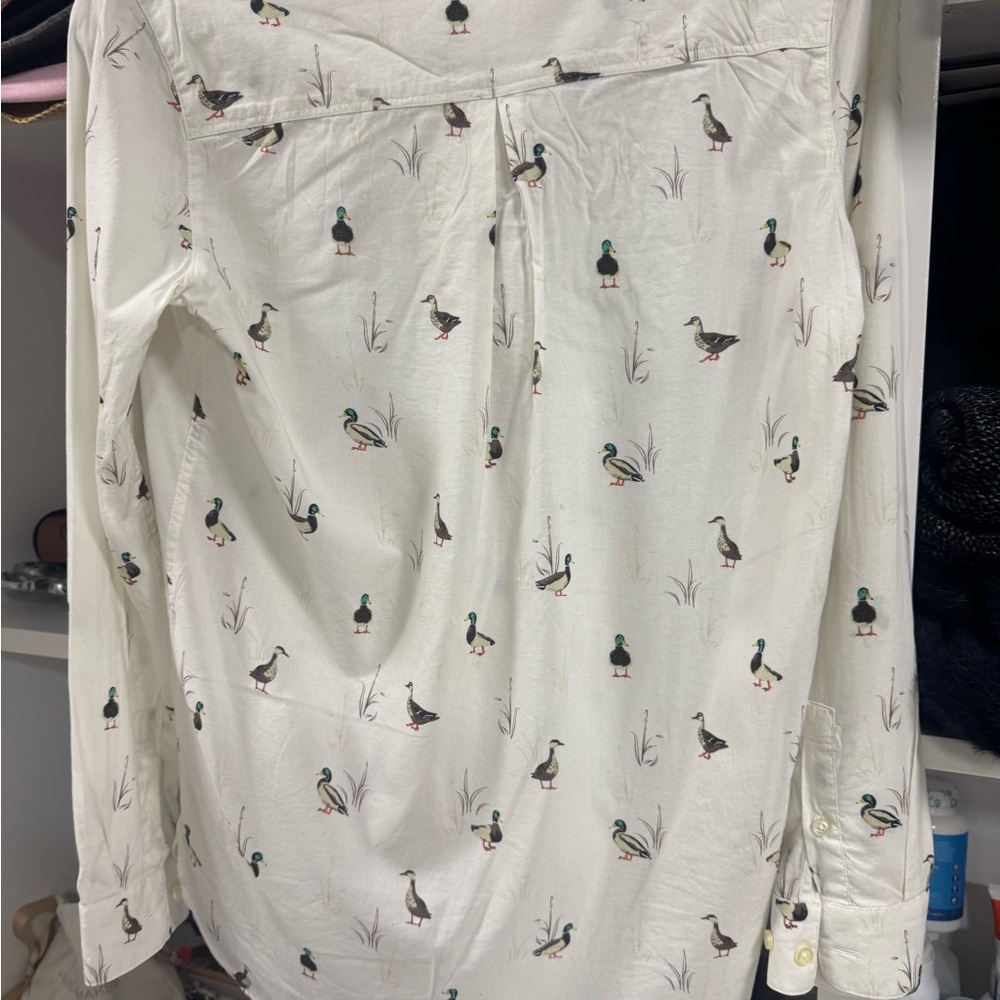 Barbour Duck Print Button Down Shirt Relaxed Fit | Cute Preppy Top - Picture 4 of 7